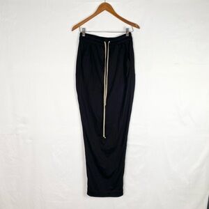 Rick Owens DRKSHDW Drawstring Pillar Maxi Skirt Cotton Black Size Large Cotton